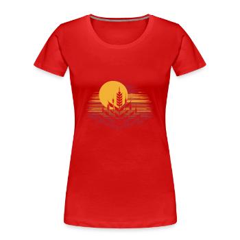 Weizen - Frauen Premium Bio T-Shirt - Rot - Vorne - Mia (176cm)