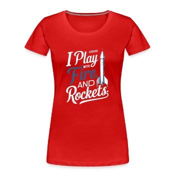 Modèles réduits de fusées amusantes - T-shirt bio Premium Femme - rouge - Devant - Mia (176cm)