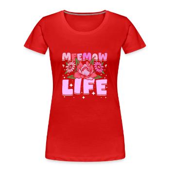 Groovy Flowers Meemaw life - T-shirt bio Premium Femme - rouge - Devant - Mia (176cm)