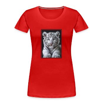 Tigre blanc Weiße Tigre Weißer Tigre - T-shirt bio Premium Femme - rouge - Devant - Mia (176cm)