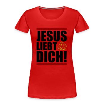 Jesus loves you - Women's Premium Organic T-Shirt - red - Front - Mia (176cm)