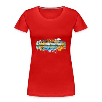 Bingen am Rhein - Frauen Premium Bio T-Shirt - Rot - Vorne - Mia (176cm)
