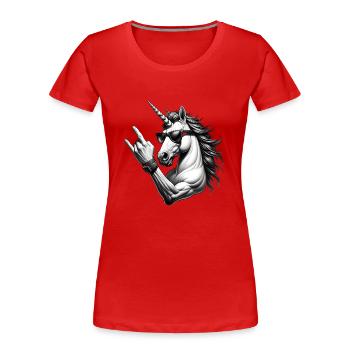 Music Festival Rock Unicorn Rock n Roll - Women's Premium Organic T-Shirt - red - Front - Mia (176cm)