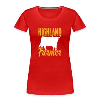 Highland Farmer Schottische Hochlandkuh - Frauen Premium Bio T-Shirt - Rot - Vorne - Mia (176cm)