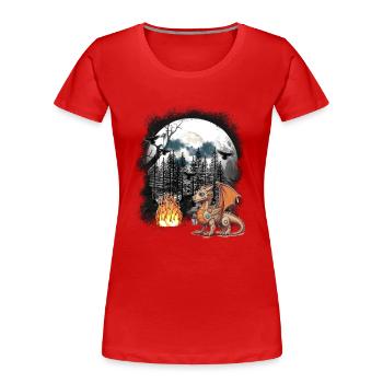 Drache Drachen Fabel Mittelalter Märchen Myth Wald - Frauen Premium Bio T-Shirt - Rot - Vorne - Mia (176cm)