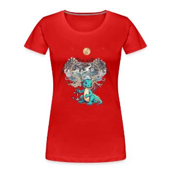 Drache Drachen maritim Matrose Matrosen Kind - Frauen Premium Bio T-Shirt - Rot - Vorne - Mia (176cm)