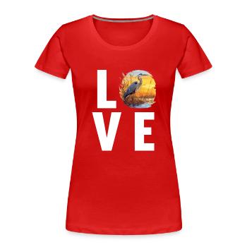 Heron Reiher - Frauen Premium Bio T-Shirt - Rot - Vorne - Mia (176cm)
