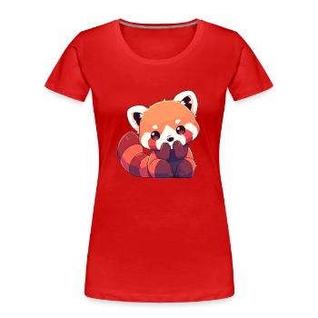 Panda roux Petits pandas Petit panda roux - T-shirt bio Premium Femme - rouge - Devant - Mia (176cm)