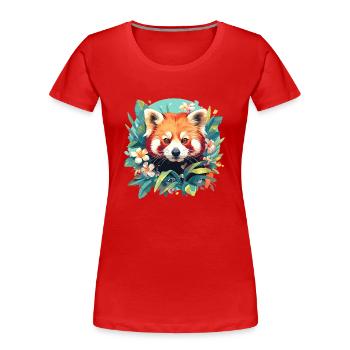 Panda roux Petits pandas Petit panda roux - T-shirt bio Premium Femme - rouge - Devant - Mia (176cm)