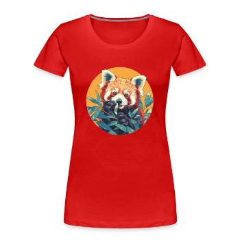 Panda roux Petits pandas Petit panda roux - T-shirt bio Premium Femme - rouge - Devant - Mia (176cm)