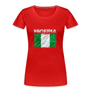 Nigeria - Frauen Premium Bio T-Shirt - Rot - Vorne - Mia (176cm)