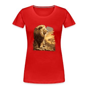 Lion Löwen Löwe - Frauen Premium Bio T-Shirt - Rot - Vorne - Mia (176cm)