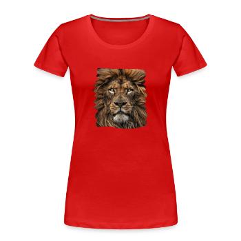 Lion Löwen Löwe - Frauen Premium Bio T-Shirt - Rot - Vorne - Mia (176cm)