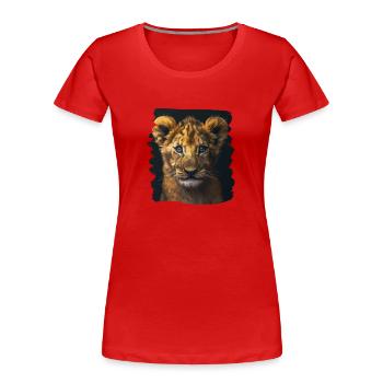 Lion Löwen Löwe - Frauen Premium Bio T-Shirt - Rot - Vorne - Mia (176cm)