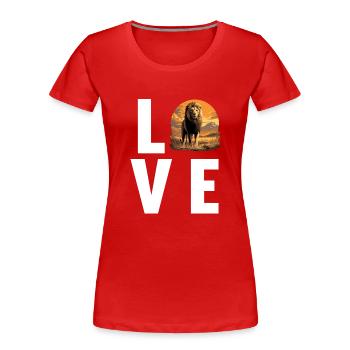Lion Löwen Löwe - Frauen Premium Bio T-Shirt - Rot - Vorne - Mia (176cm)