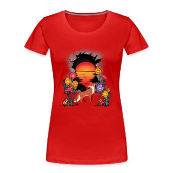 Nature Renard Renards Conte de fées Conte de fées Personnage Enfants - T-shirt bio Premium Femme - rouge - Devant - Mia (176cm)