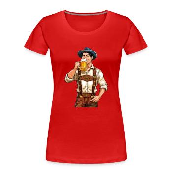 MANN BIERKRUG - Frauen Premium Bio T-Shirt - Rot - Vorne - Mia (176cm)