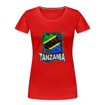 Tansania - Frauen Premium Bio T-Shirt - Rot - Vorne - Mia (176cm)