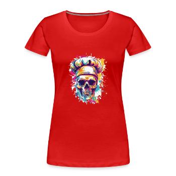 Chef Chef Crâne - T-shirt bio Premium Femme - rouge - Devant - Mia (176cm)