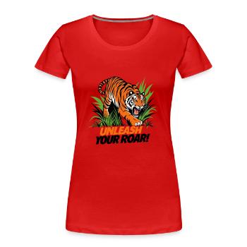 TIGRE, DÉCHAÎNEZ VOTRE RUGISSEMENT - T-shirt bio Premium Femme - rouge - Devant - Mia (176cm)