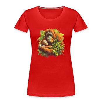 Orang-outan Orangs-outans Orang-outan - T-shirt bio Premium Femme - rouge - Devant - Mia (176cm)
