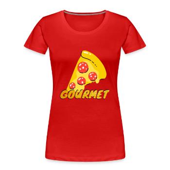 Gourmet-Pizzastücke Grafik Gourmet Pizza Slice - Frauen Premium Bio T-Shirt - Rot - Vorne - Mia (176cm)