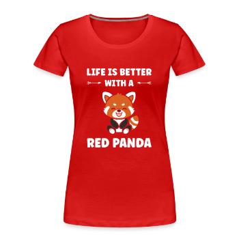 Panda roux - T-shirt bio Premium Femme - rouge - Devant - Mia (176cm)