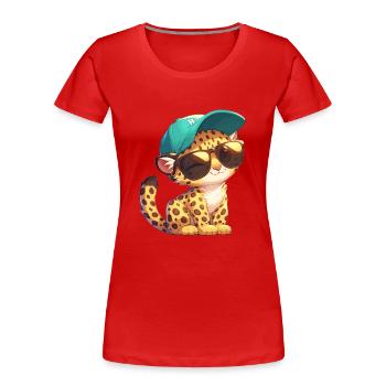 Léopard léopard - T-shirt bio Premium Femme - rouge - Devant - Mia (176cm)