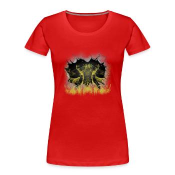 mystisch Wald Hirsche Hirsch Rotwild Natur Rehbock - Frauen Premium Bio T-Shirt - Rot - Vorne - Mia (176cm)