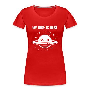 fliegende Untertasse - Frauen Premium Bio T-Shirt - Rot - Vorne - Mia (176cm)
