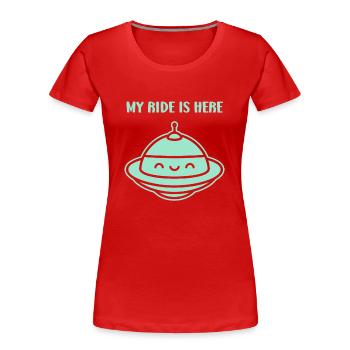 fliegende Untertasse - Frauen Premium Bio T-Shirt - Rot - Vorne - Mia (176cm)