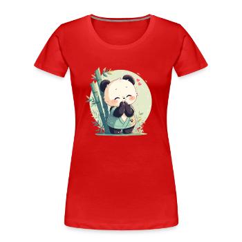 Pandas Panda - Women's Premium Organic T-Shirt - red - Front - Mia (176cm)