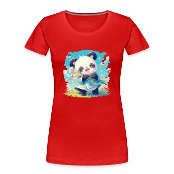 Pandas Panda - Women's Premium Organic T-Shirt - red - Front - Mia (176cm)
