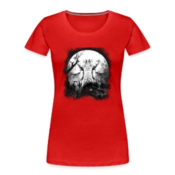mystisch Wald Waldtiere Hirsche Hirsch Rehbock - Frauen Premium Bio T-Shirt - Rot - Vorne - Mia (176cm)