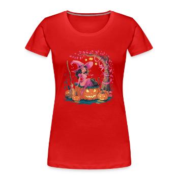 Pretty In Pink Wicked With Pumpkins für Frauen - Frauen Premium Bio T-Shirt - Rot - Vorne - Mia (176cm)