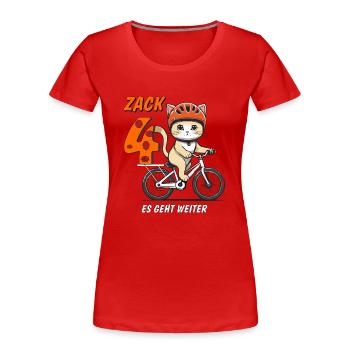 KATZE FAHRRAD ZACK VIER - Frauen Premium Bio T-Shirt - Rot - Vorne - Mia (176cm)