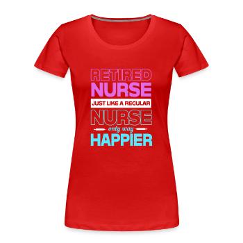 Krankenschwester Rente - Frauen Premium Bio T-Shirt - Rot - Vorne - Mia (176cm)
