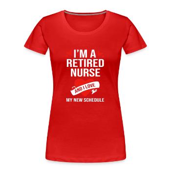 Krankenschwester Rente - Frauen Premium Bio T-Shirt - Rot - Vorne - Mia (176cm)