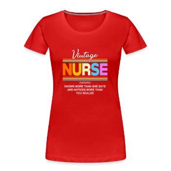 Krankenschwester Rente - Frauen Premium Bio T-Shirt - Rot - Vorne - Mia (176cm)