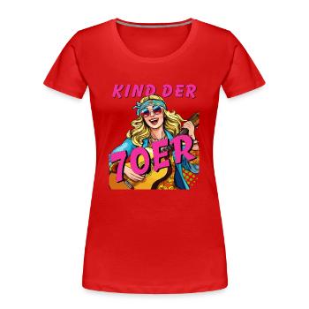FRAU KIND DER 70er - Frauen Premium Bio T-Shirt - Rot - Vorne - Mia (176cm)