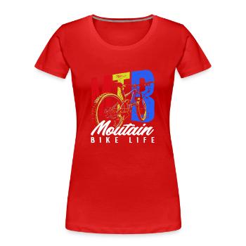 MTB Mountain Bike Life Fahrrad Abenteuer - Frauen Premium Bio T-Shirt - Rot - Vorne - Mia (176cm)