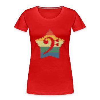 Bass Clef Music Note Retro Vintage Star - Frauen Premium Bio T-Shirt - Rot - Vorne - Mia (176cm)