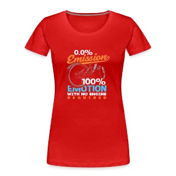 0.0% Émission 100% Émotion Amateurs de vélo - T-shirt bio Premium Femme - rouge - Devant - Mia (176cm)