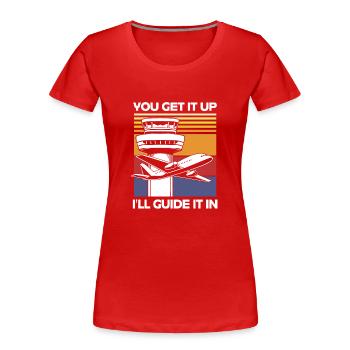 Fluglotse - Frauen Premium Bio T-Shirt - Rot - Vorne - Mia (176cm)