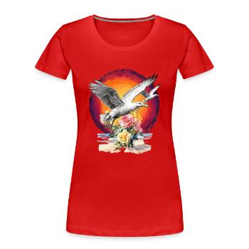 Seagulls Seagull Seagulls Maritime Sunset - Women's Premium Organic T-Shirt - red - Front - Mia (176cm)