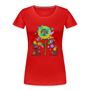 Butterflies Insect Summer Flowers Flower Nature - Women's Premium Organic T-Shirt - red - Front - Mia (176cm)