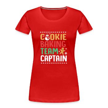 bonhomme en pain d’épice Coeur en pain d’épice Snacking en pain d’épice - T-shirt bio Premium Femme - rouge - Devant - Mia (176cm)