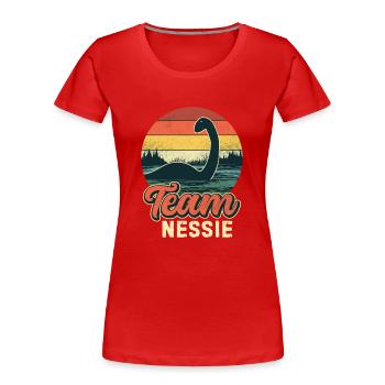 L’équipe Nessie - T-shirt bio Premium Femme - rouge - Devant - Mia (176cm)