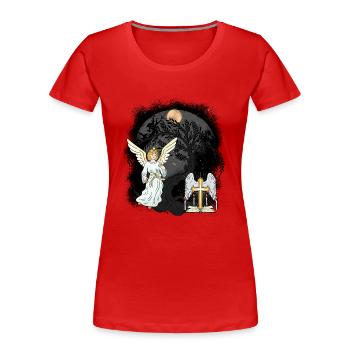 Mystisch Engel Kreuz Kreuze Kruzifix spirituell - Frauen Premium Bio T-Shirt - Rot - Vorne - Mia (176cm)
