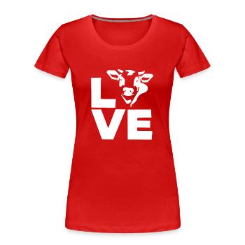 Love cow design for cow lovers - Women's Premium Organic T-Shirt - red - Front - Mia (176cm)